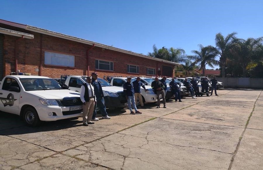 The Vulindlela branded service fleet lined up with the team
